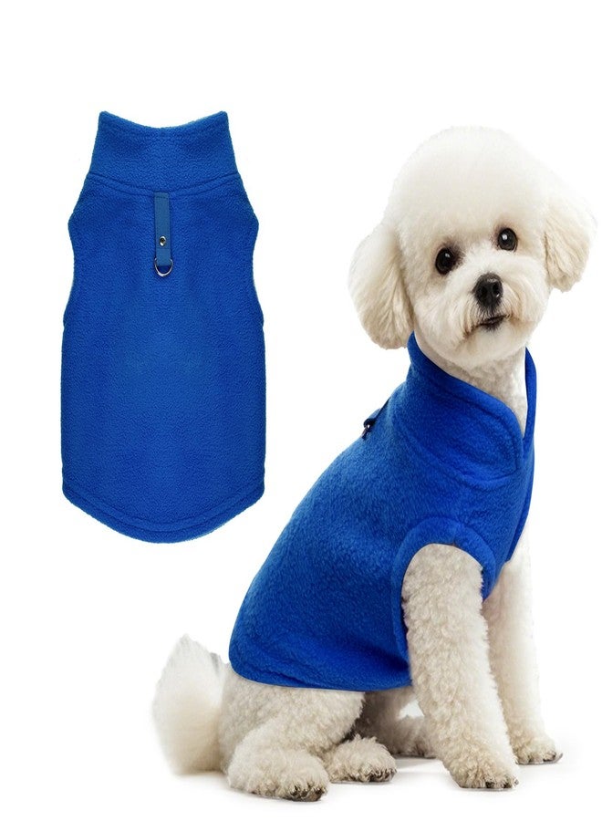 Rbenxia 1 Piece Dog Sweater with Leash Ring Soft Fleece Vest Dog Pullover Warm Jacket Pet Dogs Clothes Winter Dogs Outfits for Small Cat Pets (Blue, Medium) - Image 1